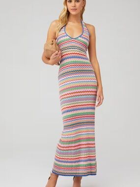 SHOW ME YOUR MUMU- Kate Halter Maxi Knit Dress in Summer Wave